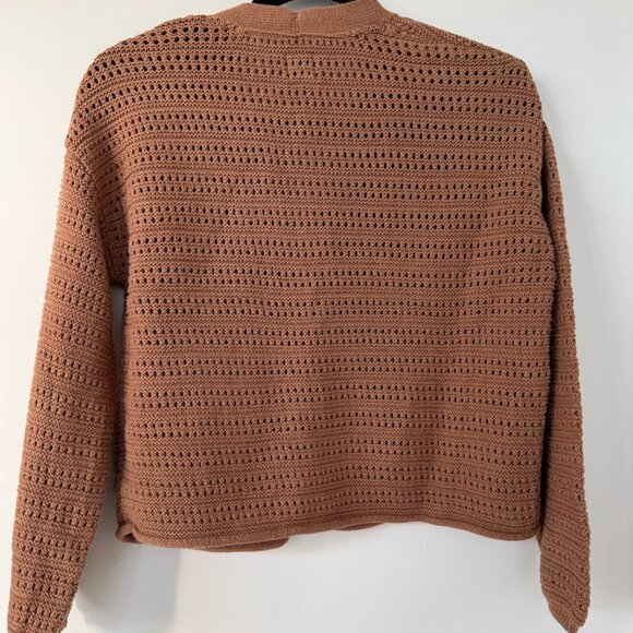 GAP Textured Button-Front Cardigan. Haystack Brown. Size M - Picture 3 of 5